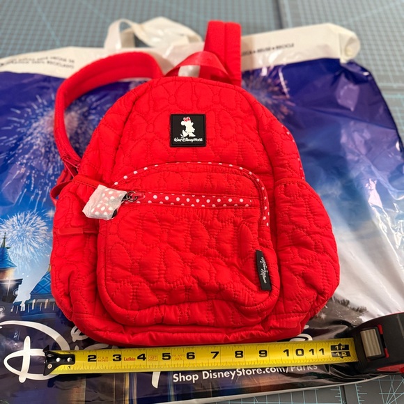 Disney World Disney Parks  Quilted Minnie Mouse women’s  Mini Backpack red white - Picture 7 of 8